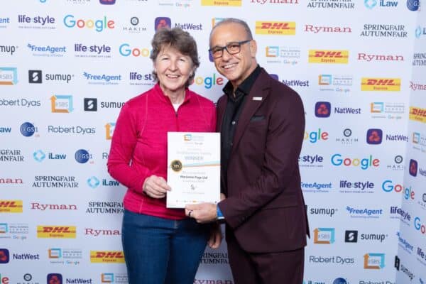 Marianne Page with Theo Paphitis